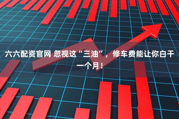 六六配资官网 忽视这“三油”，修车费能让你白干一个月！